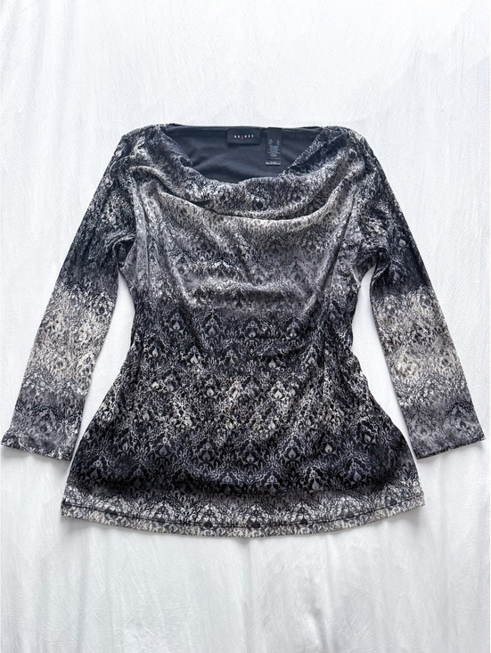 Axcess Tops - VTG Y2K Axcess Whimsical Cowl Neck 3/4 Sleeve Sheer Blouse Paisley Fall